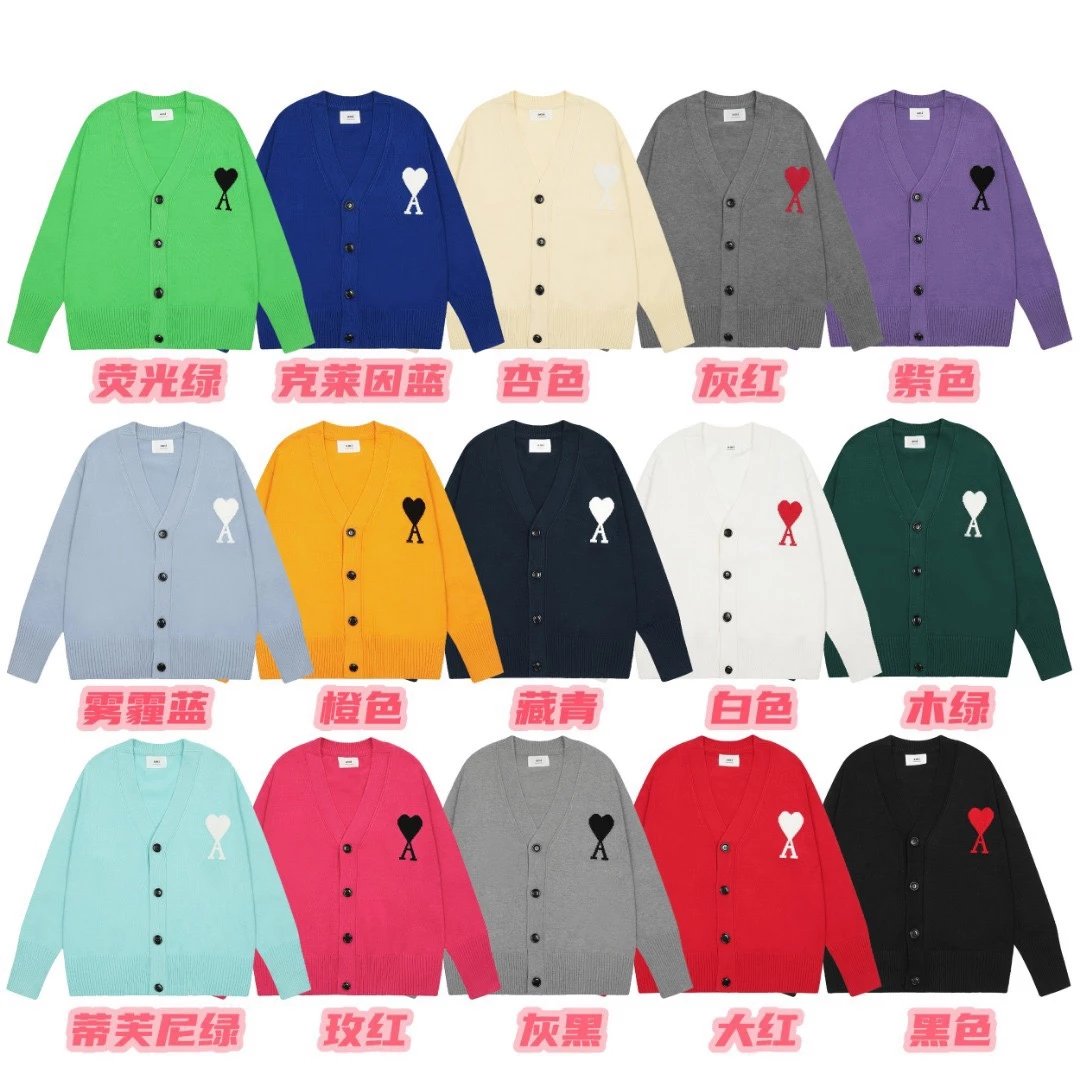 Ami Love 2024 SS Classic Jacquard Big Love Cardigan Sweater
