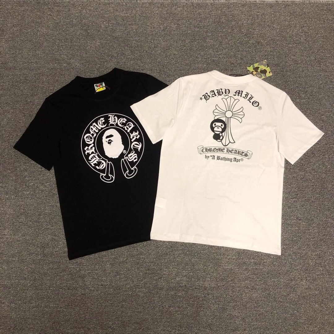 BAPE x Chrome Hearts Classic Logo Print Short Sleeve T-Shirt