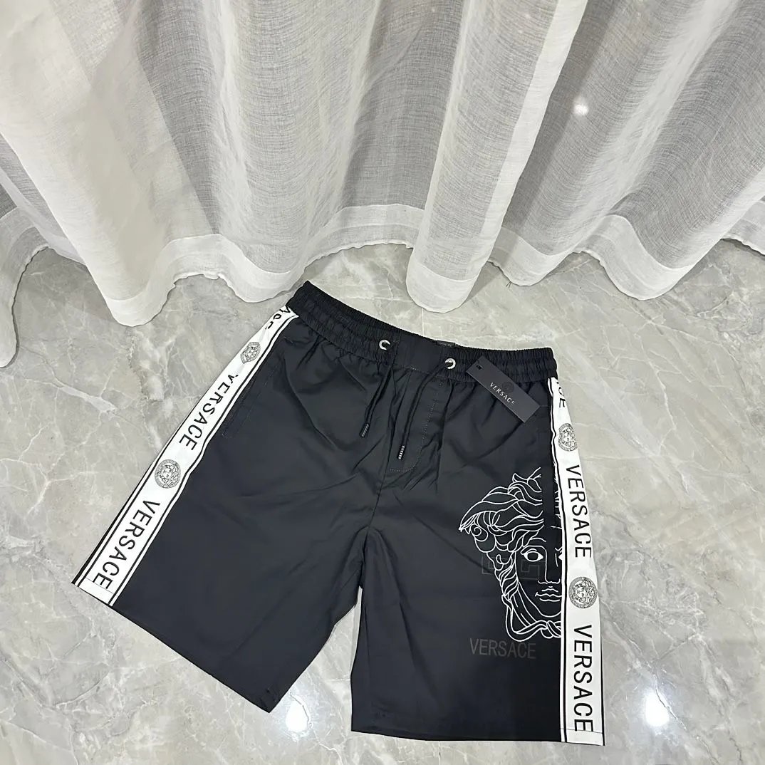 Versace Shorts Medusa Head Logo Tape Black