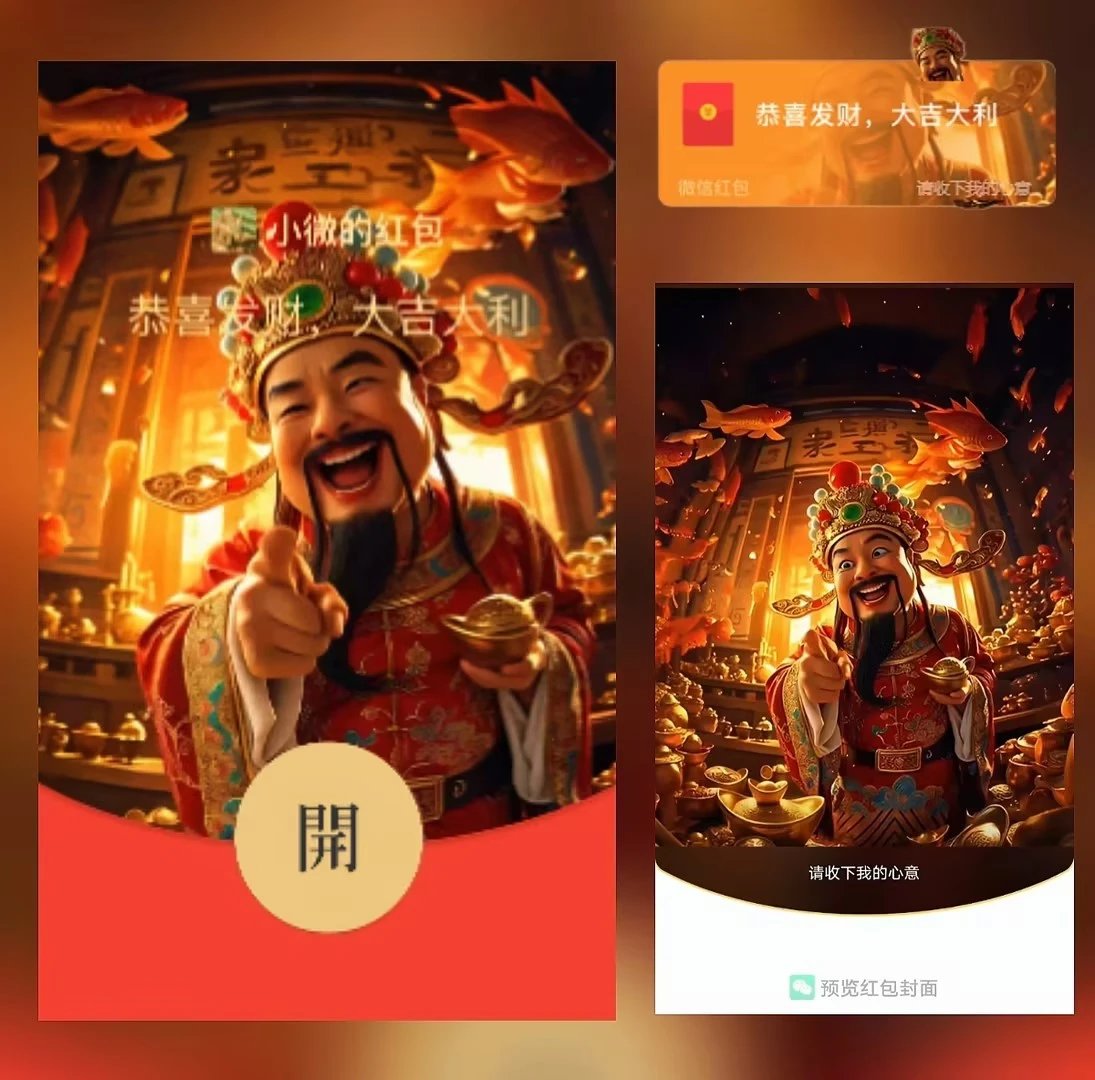 【红包封面】财神爷对你笑，钱财往你照