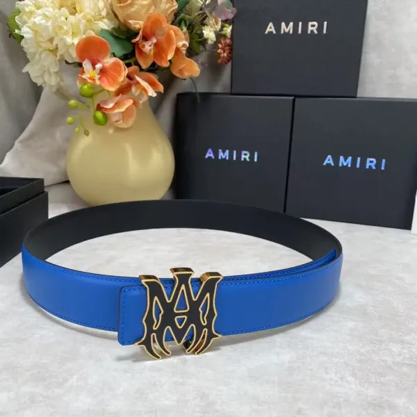 Amiri Logo Buckle Leather Belt Black - 14