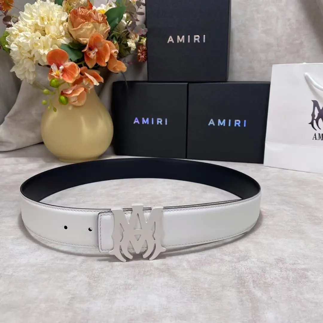 Amiri Logo Buckle Leather Belt Black - 17
