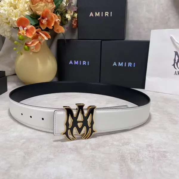 Amiri Logo Buckle Leather Belt Black - 11