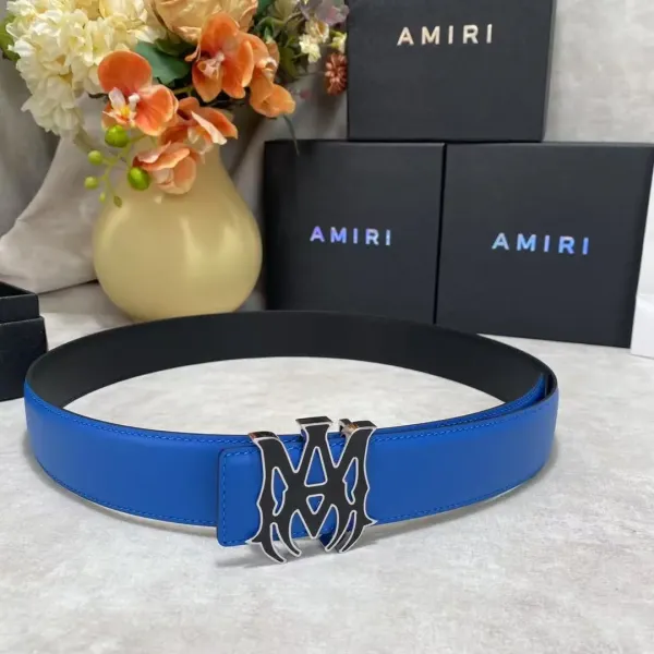 Amiri Logo Buckle Leather Belt Black - 13