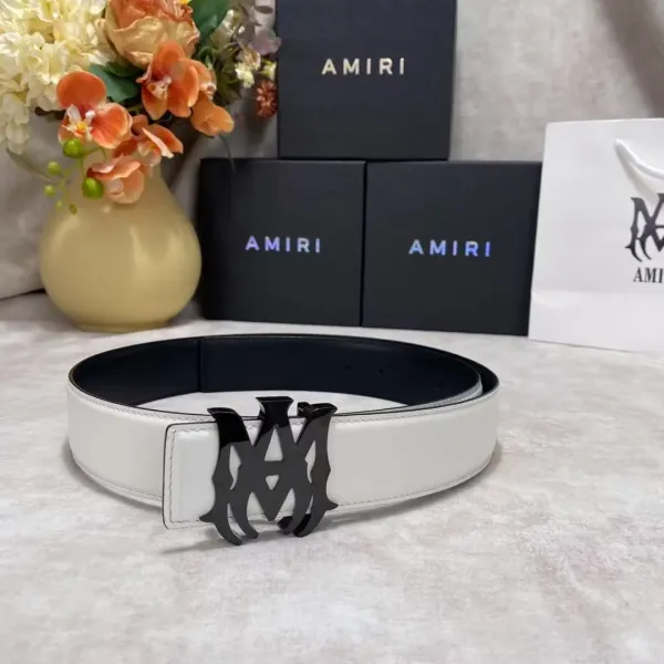 Amiri Logo Buckle Leather Belt Black - 16