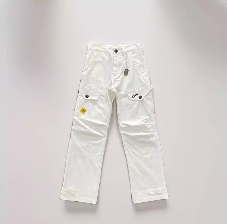 Black Multi-Pocket Cargo Pants with Star and Yellow Label Details