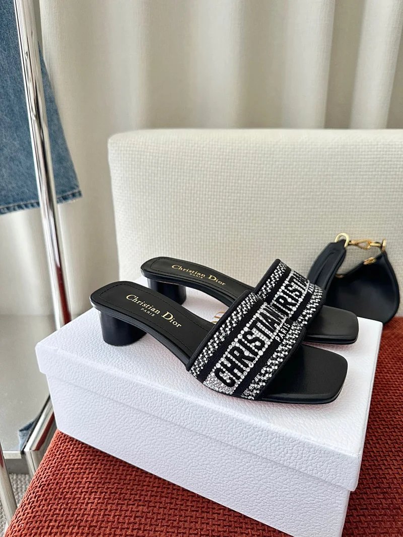 Christian Dior Black Heeled Mules