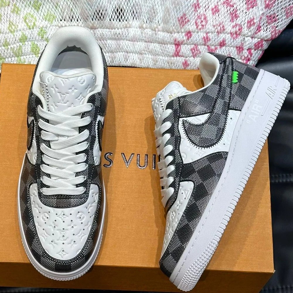 Louis Vuitton x Nike Air Force 1 White Monogram Sneakers - 9