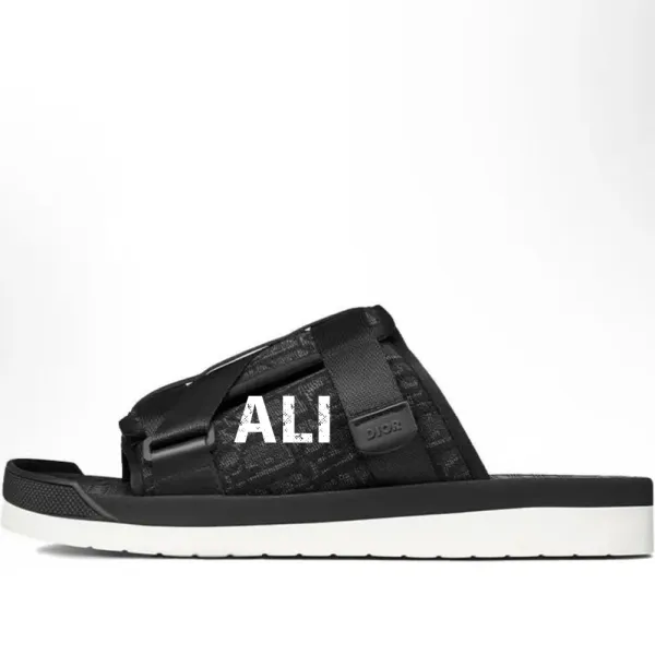 Dior x Tods Slide Sandal Navy Blue Oblique Print Slippers - 6