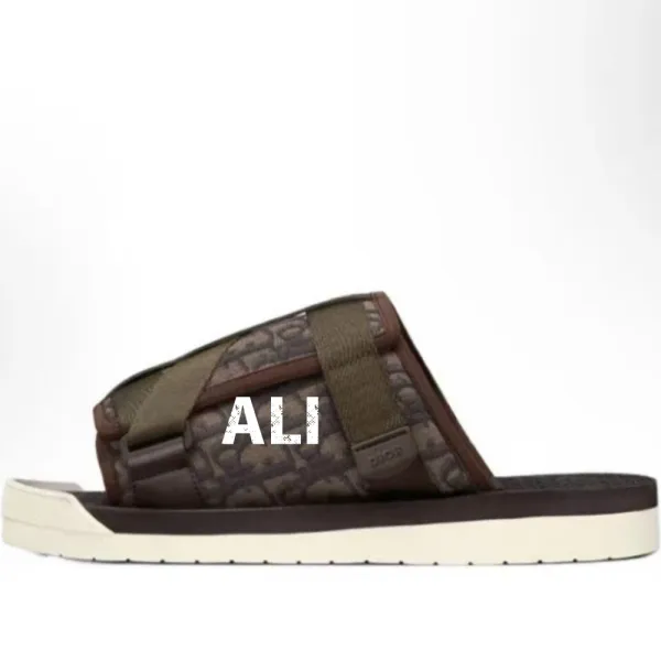 Dior x Tods Slide Sandal Navy Blue Oblique Print Slippers - 4