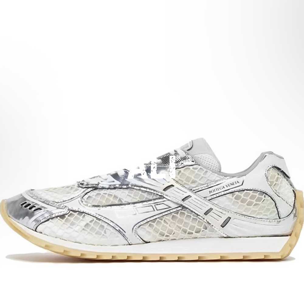 Bottega Veneta Silver Snake-Print Running Sneakers