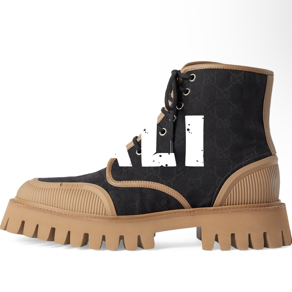 Gucci GG Marmont Combat Boots Beige Brown - 3