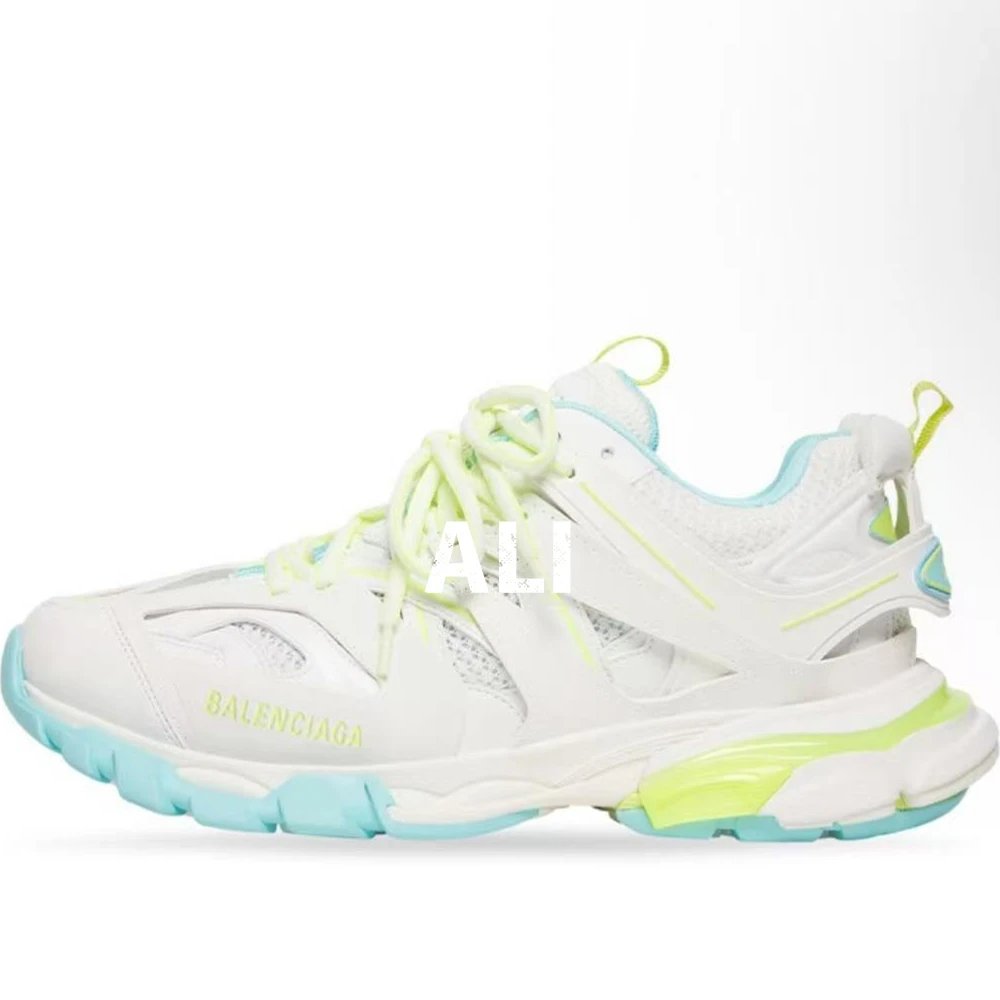 White, yellow and blue