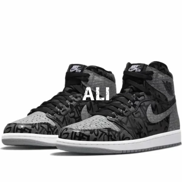 Air Jordan 1 High OG 'Graffiti' Black / Gray Sneakers Basketball Shoes - 1