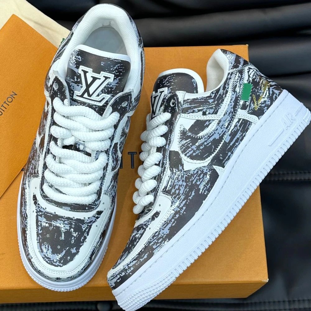 Louis Vuitton x Nike Air Force 1 White Monogram Sneakers - 12