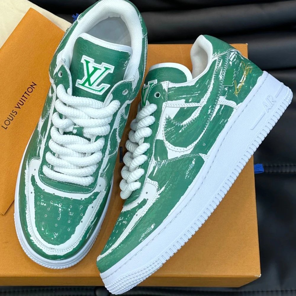 Louis Vuitton x Nike Air Force 1 White Monogram Sneakers - 10