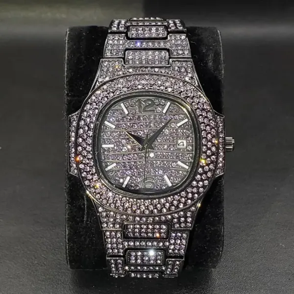 Design Nautilus-Style Emerald Pave Watch Watches - 4