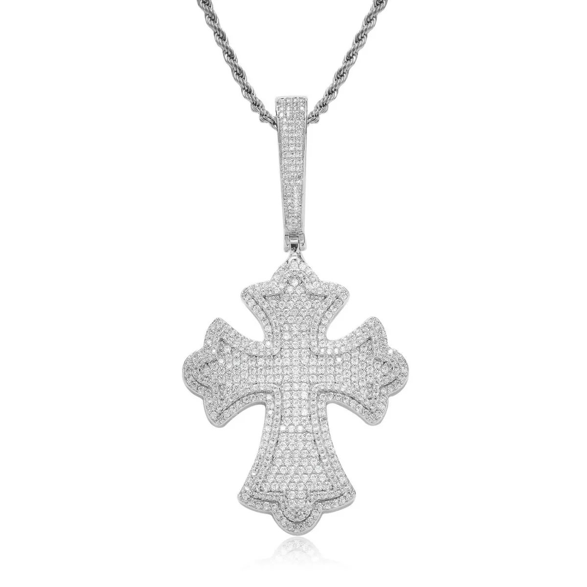 European & American Cross Pendant - Minimalist, Versatile, Full Diamond, Light Luxury Hip Hop Accessory