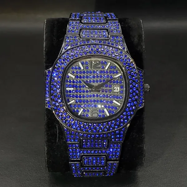Design Nautilus-Style Emerald Pave Watch Watches - 3