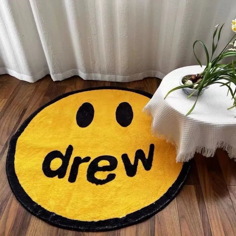 Drew House Smiley Face Round Rug Yellow Black Accessories