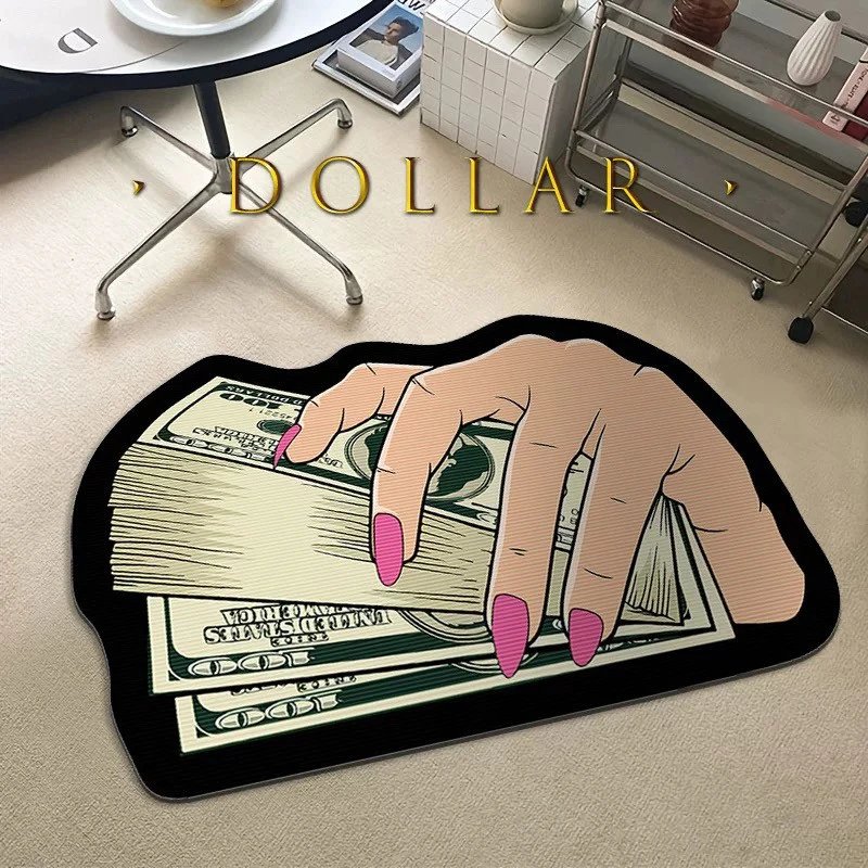 Customized goods, non-quality problems, non-returnable] Hip Hop Hip Hop Paper Money Coins Dollar Bill Floor Mat Alien Creative Personalized Fashion Living Room Bedside Carpet Foot Mat