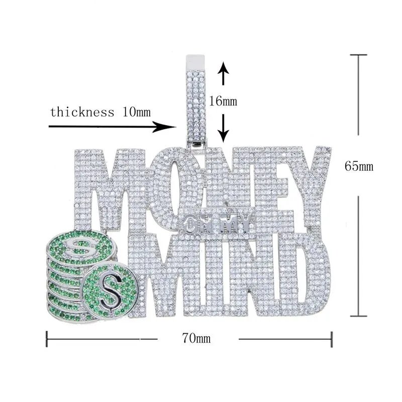 新款MONEY MIND字母吊坠项链嘻哈潮男必备款饰品