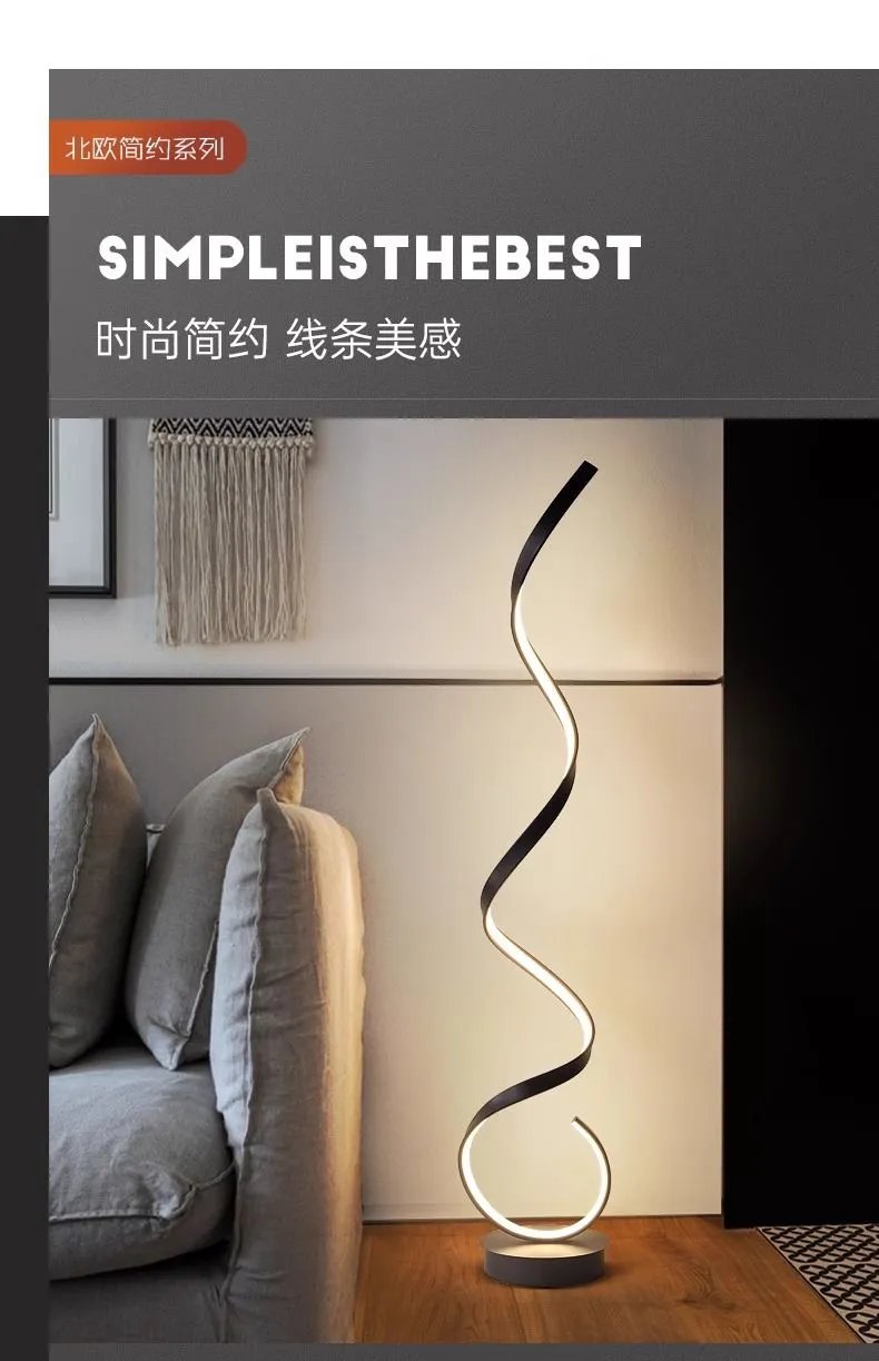 Unbranded Nordic Spiral LED Floor Lamp (US Plug) Black