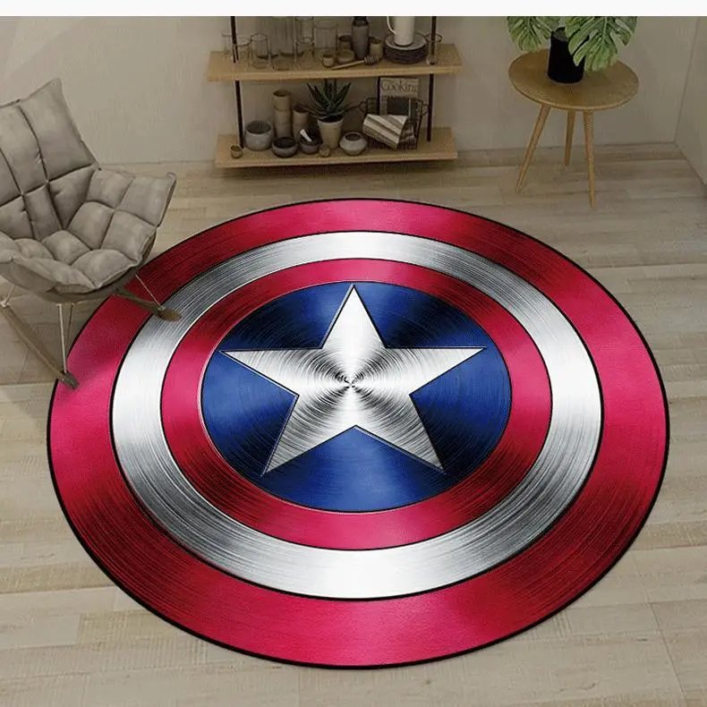 Design Captain America Shield Round Area Rug Red White Blue Accessories - 5
