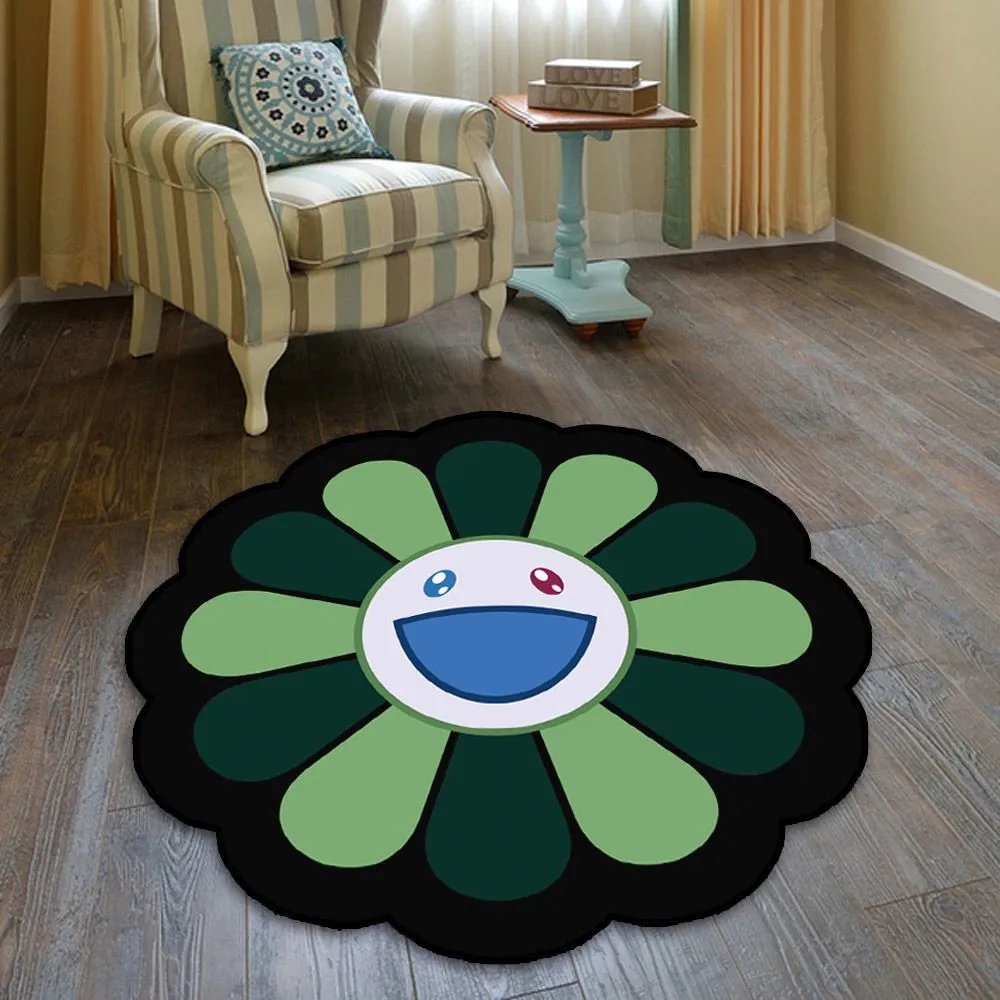 Flower-Shaped Smile Face Rug