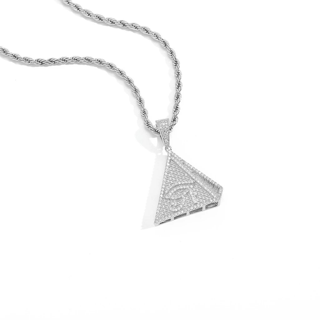 Hip Hop Style New Arrival Micro-Set Zircon Pyramid Eye of Horus Pendant Vintage Retro Men's Necklace
