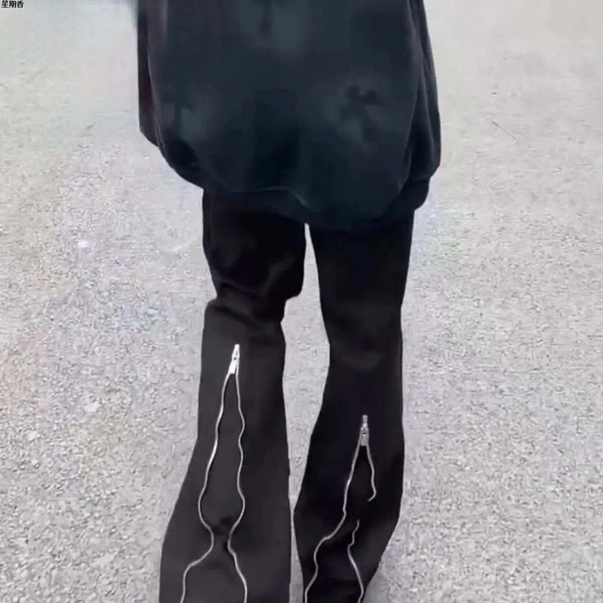 Men's Flare Jeans with Back Zipper, Spring Summer Washed Denim Pants, Edgy Streetwear, American High Street Fashion, Straight Leg