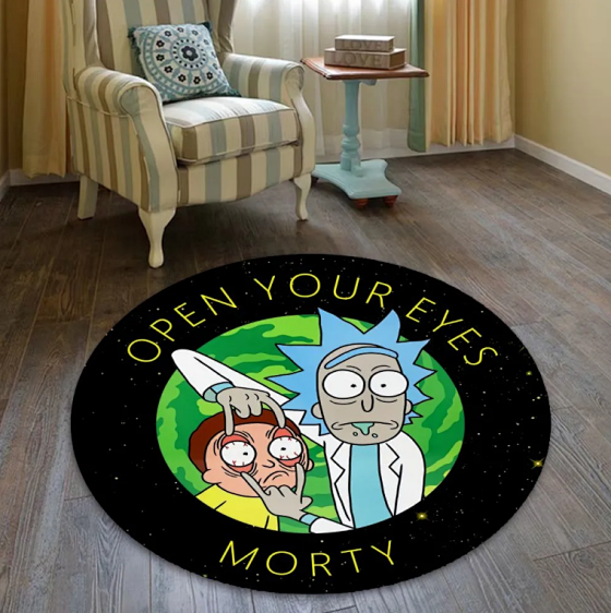 Rick And Morty Rick And Morty Cartoon Anime Carpet Bedroom Bedside Swivel Chair Washable Round Floor Mat