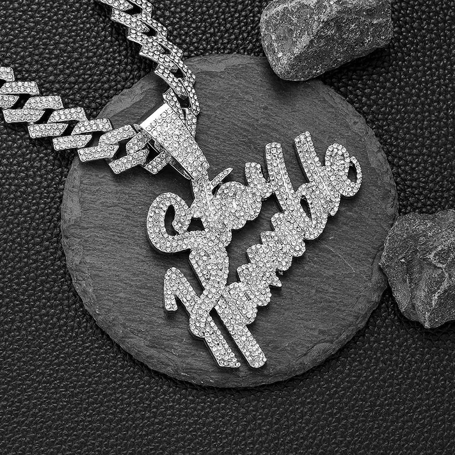 嘻哈暗黑风字母吊坠挂链 HIPHOP古巴链