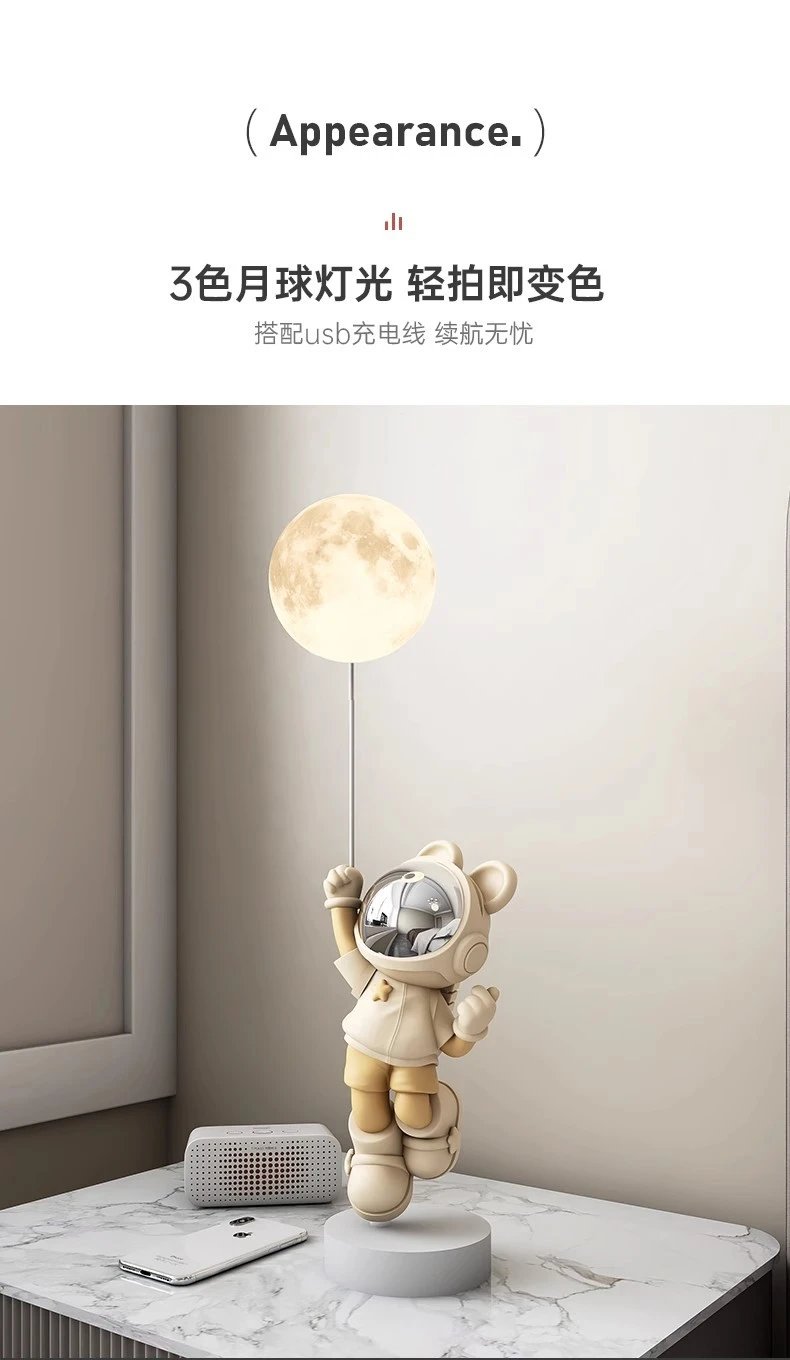 MSKA Luxury Astronaut Statue Lamp Home Decor Ornament for Entryway Living Room TV Cabinet Housewarming Gift