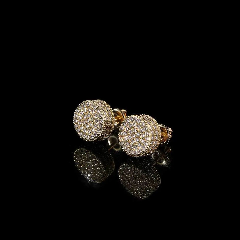 Generic Hip Hop Earrings Metal Zircon Gold