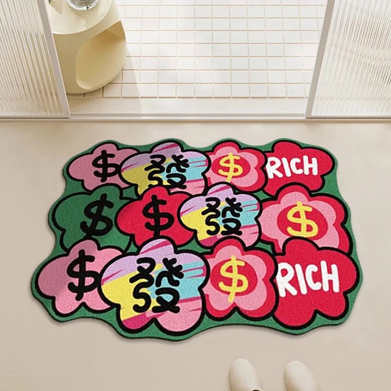 【定制商品，非质量问题不退换】卡通创意发财浴室防滑硅藻泥地垫卫生间吸水速干脚垫厕所门口地毯