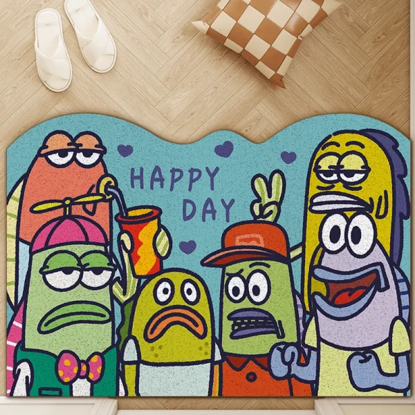 Design SpongeBob SquarePants Happy Day Cartoon Doormat Multicolor Floor Mat Accessories - 1