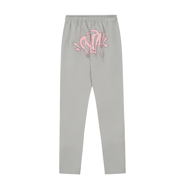 SYNA.TRIBE Graffiti Logo Hoodie and Sweatpants Set Gray Pink - 17
