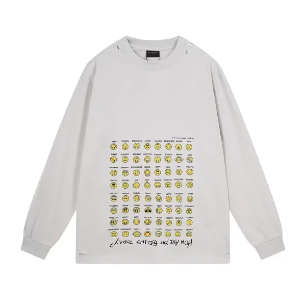 Balenciaga Emoji Grid Long-Sleeve T-Shirt White - 1
