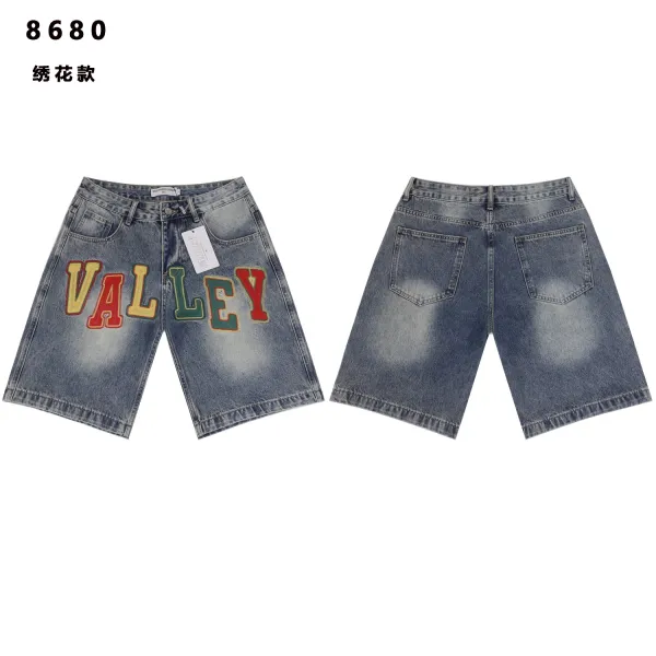 Design Valley Embroidered Denim Shorts Blue Shorts - 1
