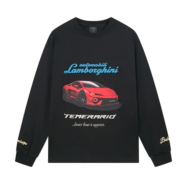 Design Lamborghini Temerario Graphic Long-Sleeve T-Shirt Black T-Shirts - 1