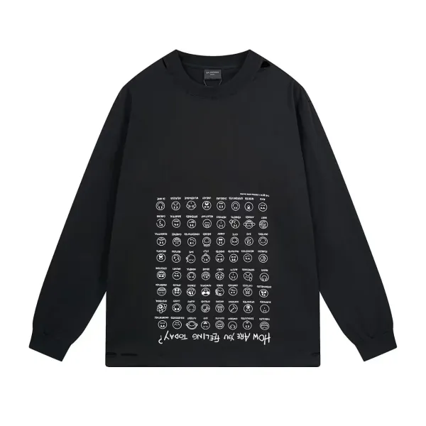 Balenciaga How Are You Feeling Today? Graphic Long-Sleeve T-Shirt Black - 1
