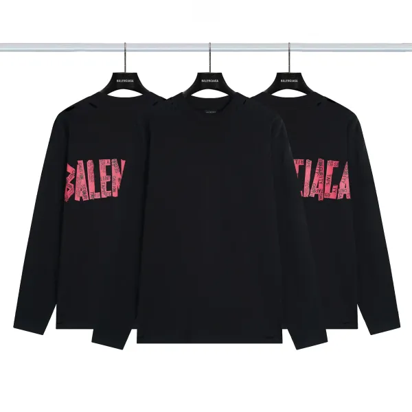 Balenciaga Tape Print Long-Sleeve T-Shirt Black - 1