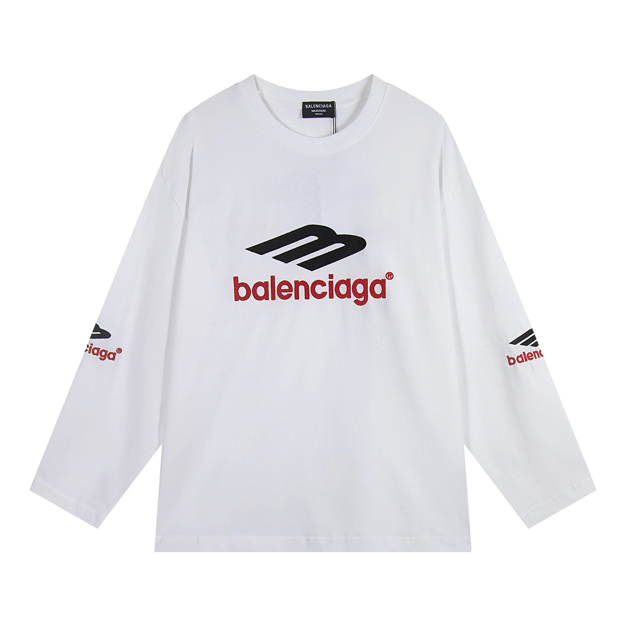 Balenciaga T-Shirts Crewneck Long-Sleeve Logo T-Shirt — 08