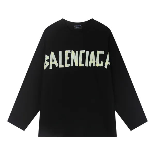 Balenciaga Logo Print Oversized Long-Sleeve T-Shirt Black - 1