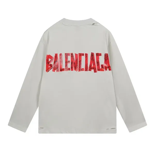 Balenciaga Tape Logo Long-Sleeve T-Shirt White - 1