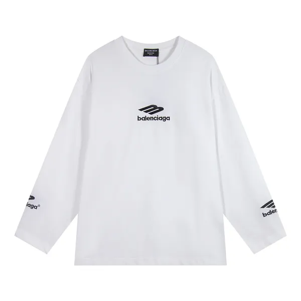 Balenciaga Logo Long-Sleeve T-Shirt White - 1