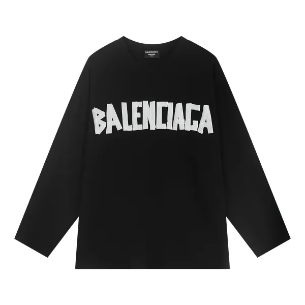 Balenciaga Logo Print Oversized Long-Sleeve T-Shirt Black - 1
