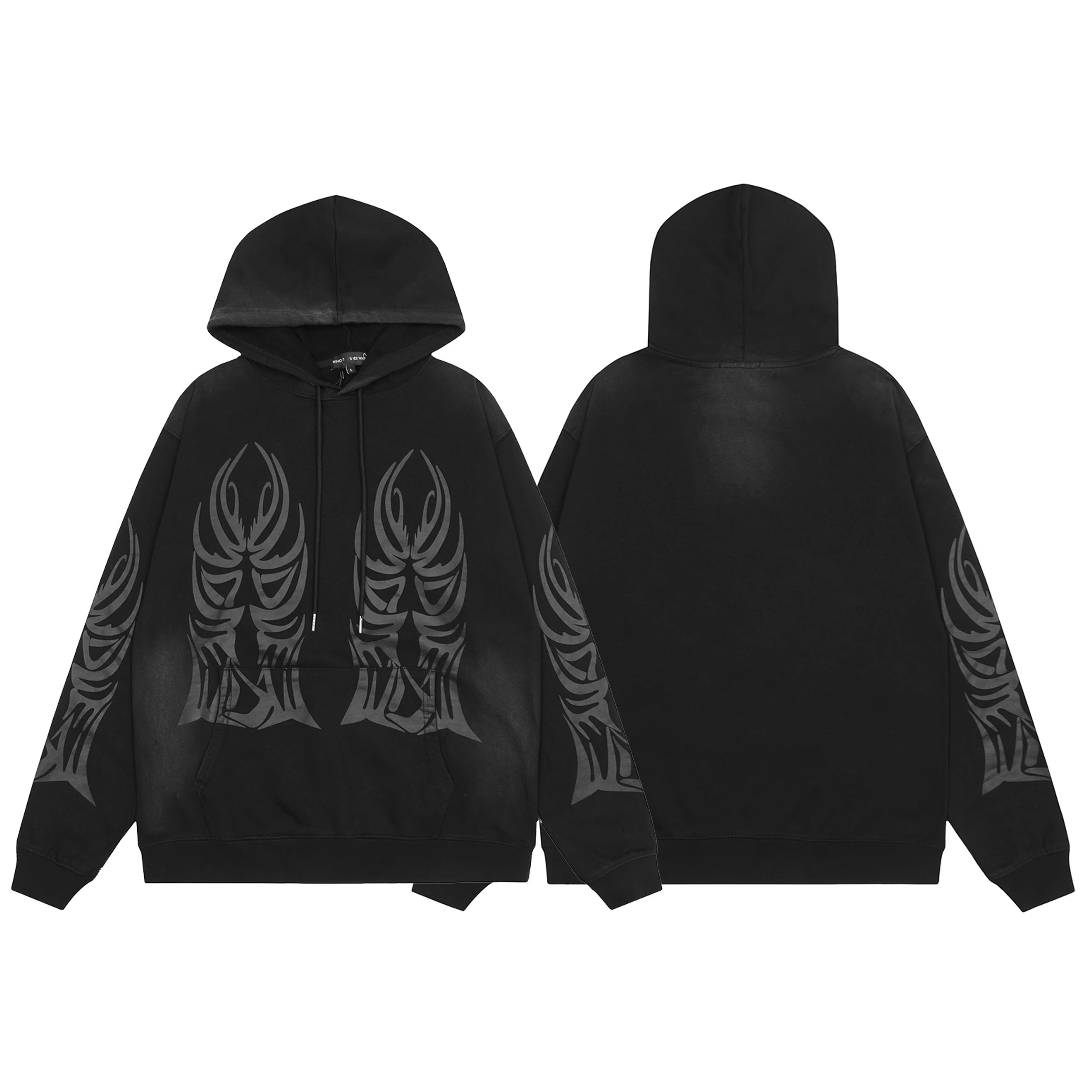 Woo Decides Flame Stained Glass Hoodie Black - 11