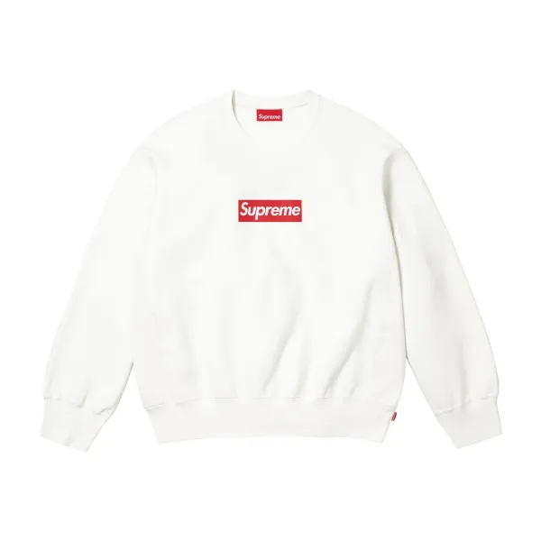 Supreme Box Logo Crewneck Sweatshirt White Hoodie - 1